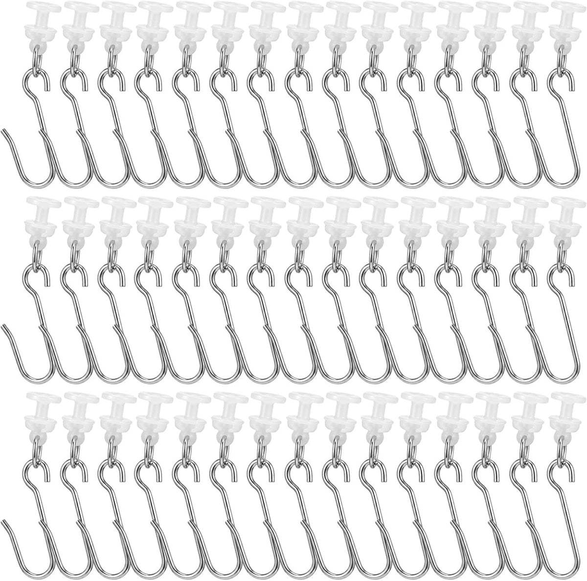 50Pack Curtain Track Rollers Gliders Hooks for Shower Curtain Straight Curved