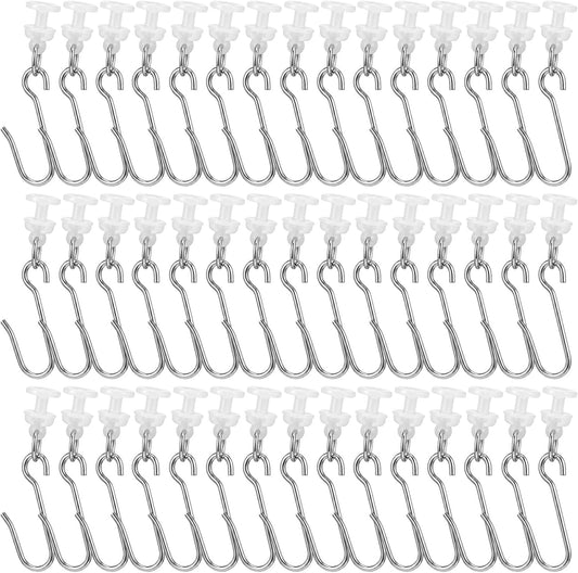 50Pack Curtain Track Rollers Gliders Hooks for Shower Curtain Straight Curved