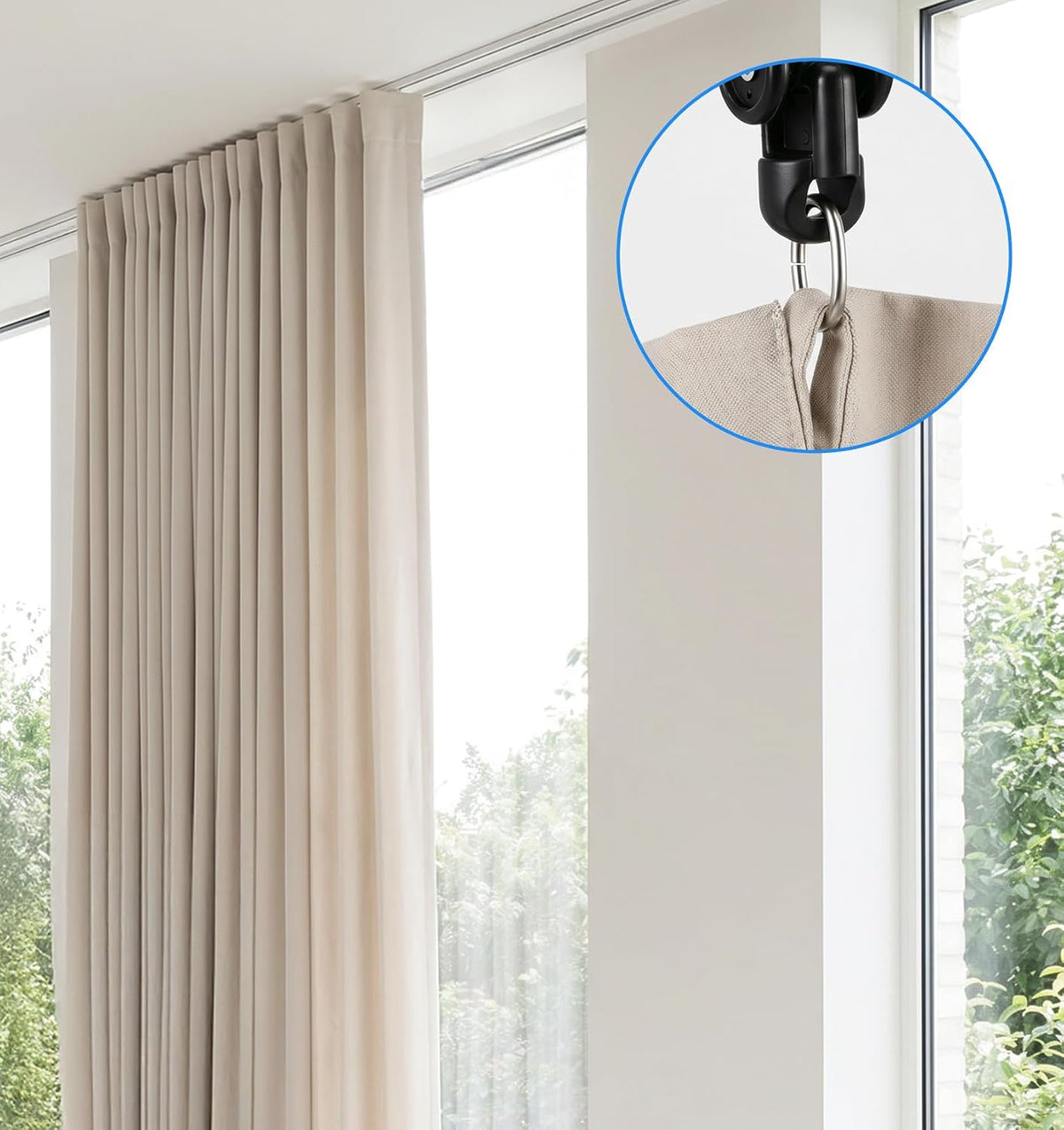 20 Pcs Curtain Track Rollers, Curtain Track Gliders, Black
