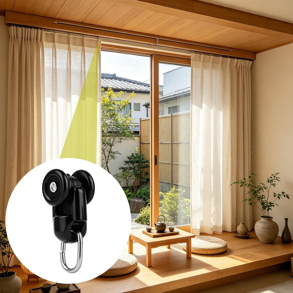 NQEUEPN 20Pcs Curtain Track Glider Rollers for Ceiling Rails (Black)