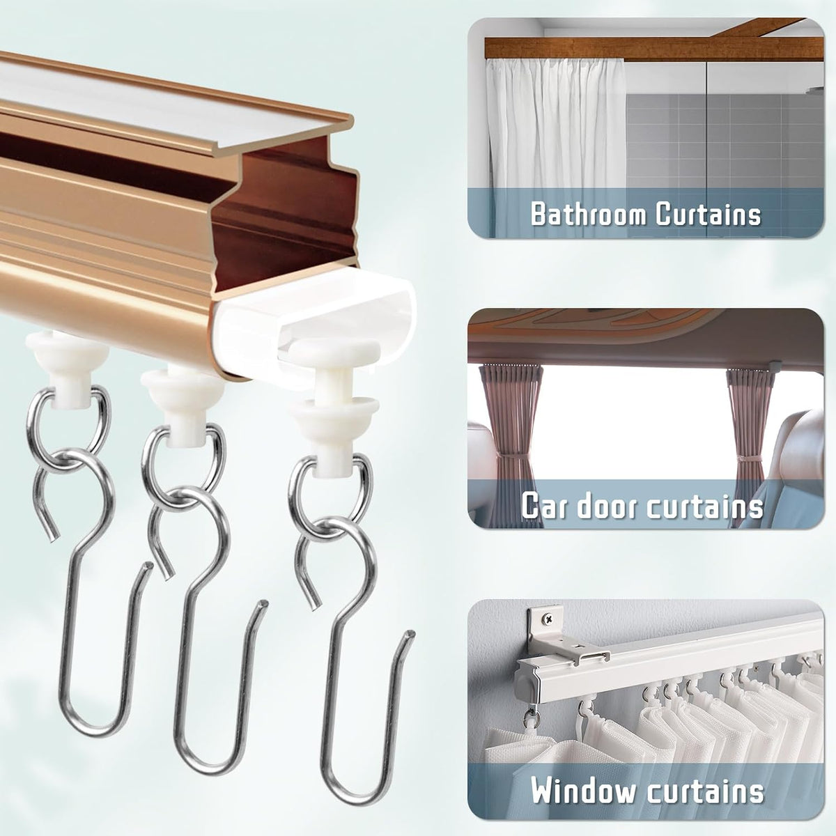 180PCS Curtain Track Hooks, Rv Shower Curtain Clips