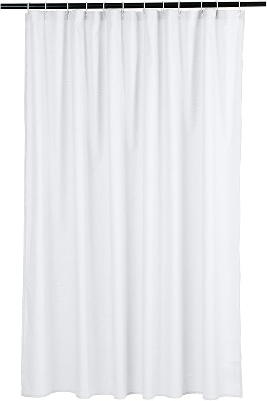 Amazon Basics Lightweight Super Soft Easy Care Microfiber Waffle Texture Shower Curtain , 72" x 72", White
