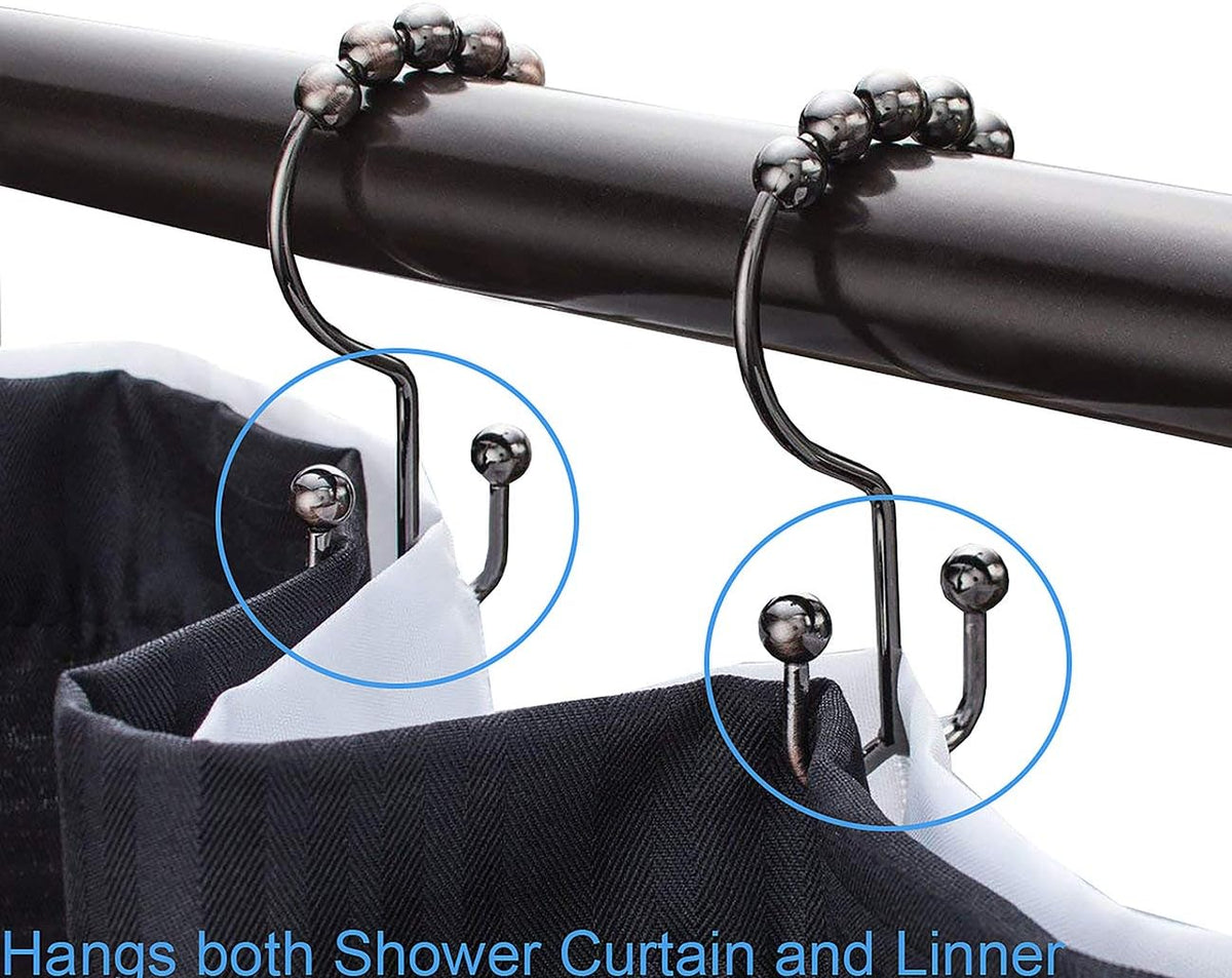 Double Glide Roller Shower Curtain Hooks, Oil Rubbed Bronze,12PCS