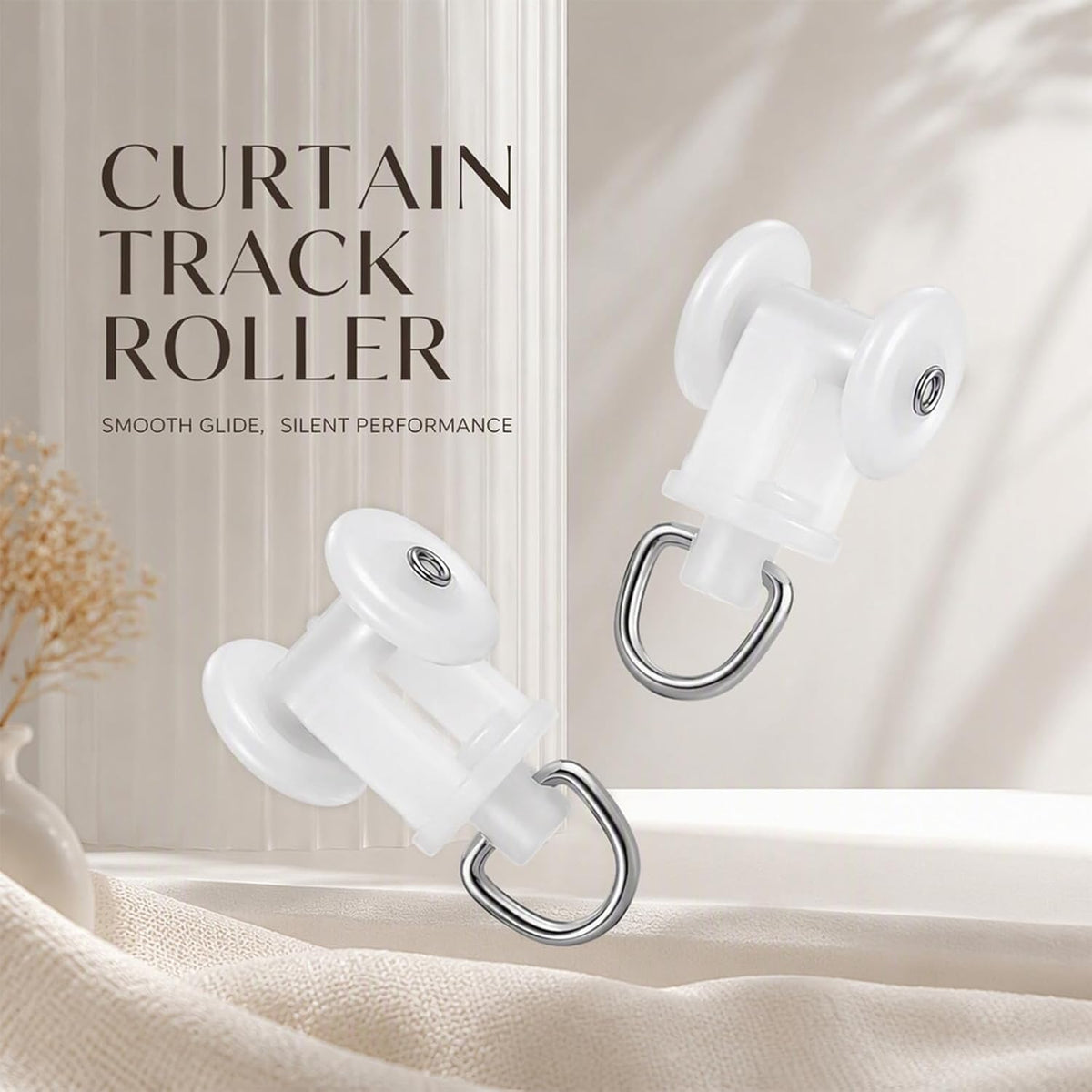 100 Pcs Ceiling Curtain Track Gliders Mute Roller Hooks for Sliding Rail