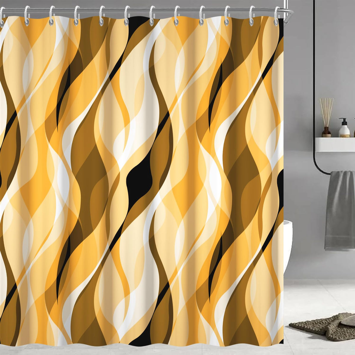 Brown Shower Curtain, Grey and Brown Striped Bathroom Decor 72x72