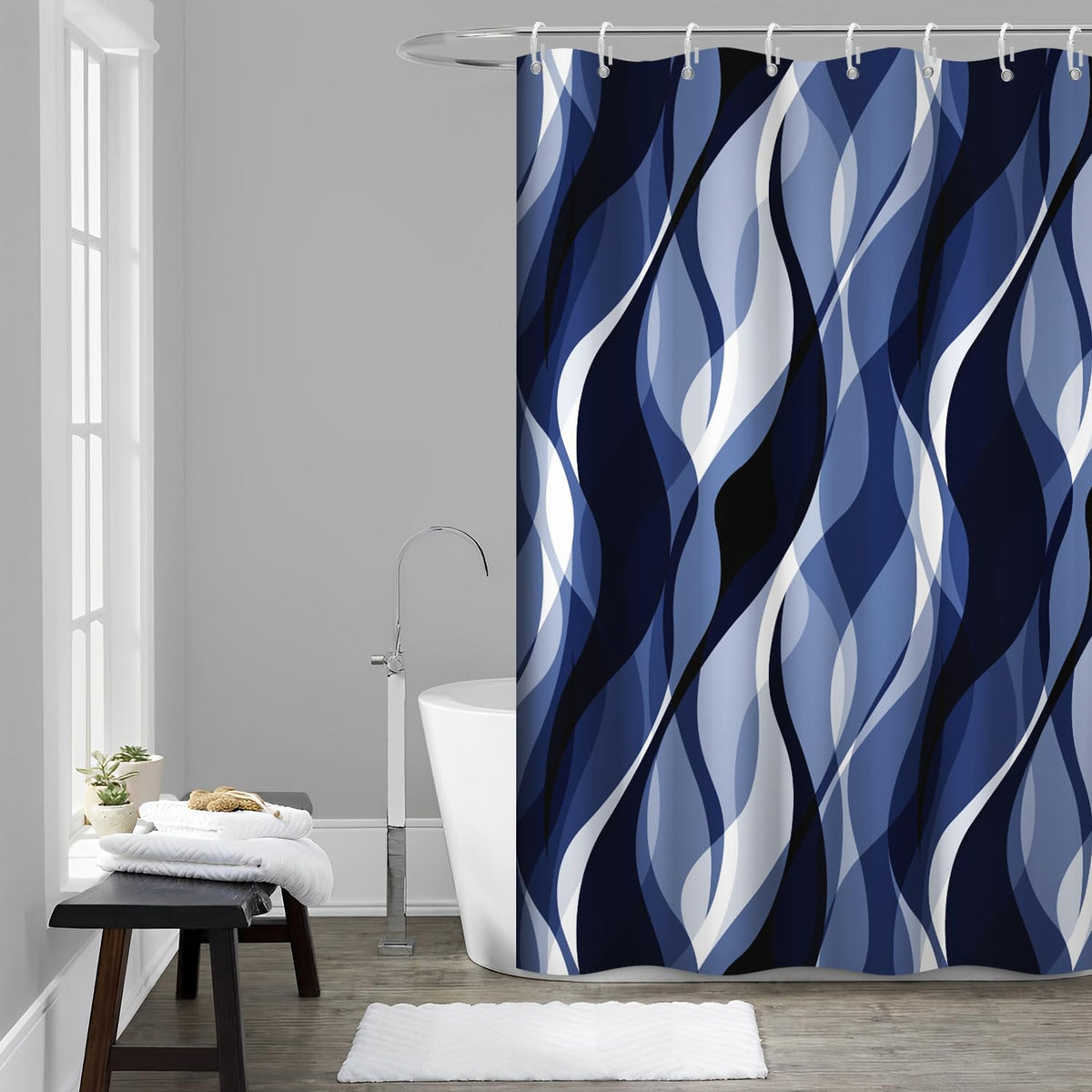 Brown Shower Curtain, Grey and Brown Striped Bathroom Decor 72x72