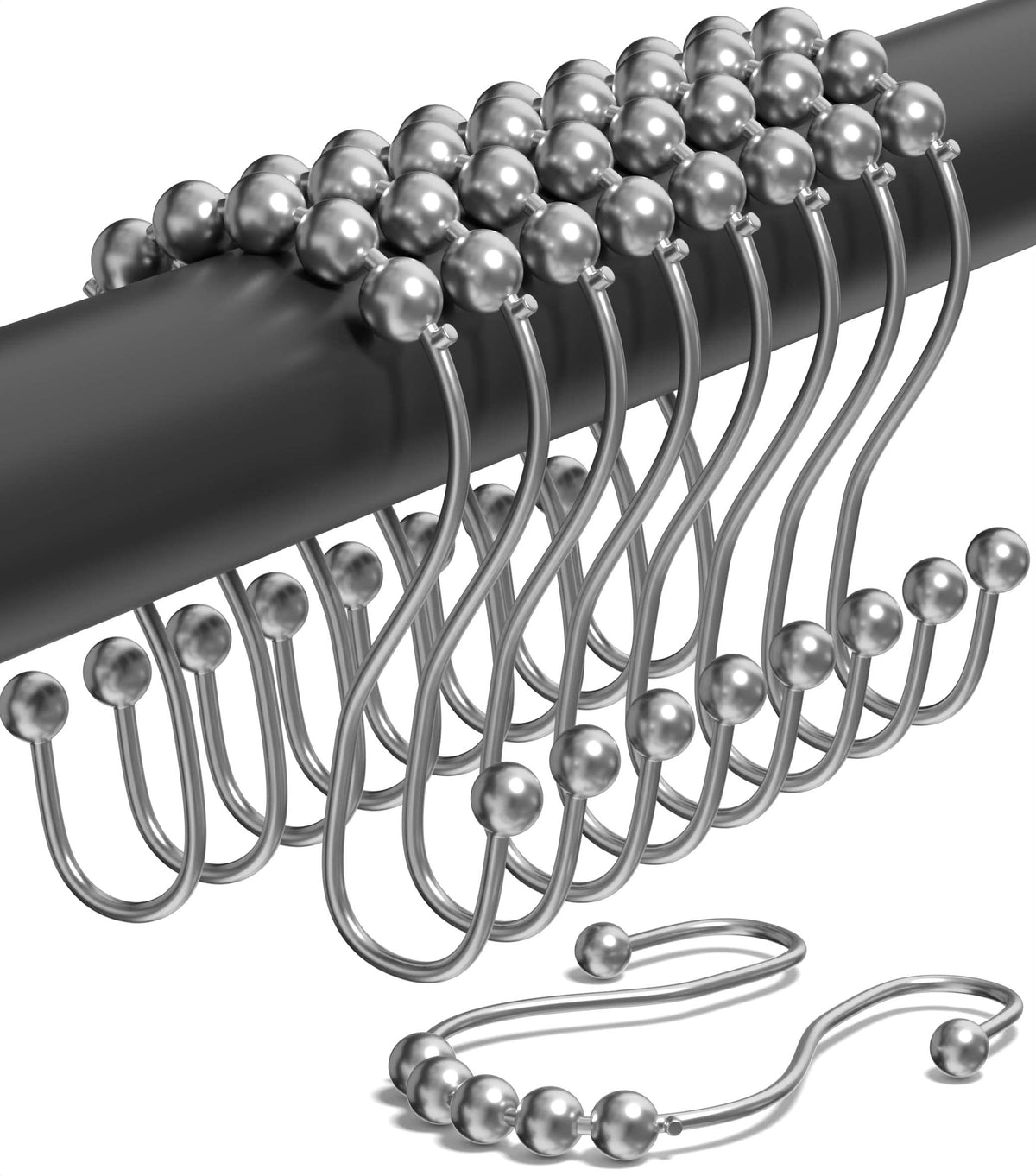 Rust Proof Shower Curtain Hooks, Stainless Steel Curtain Rings, Pack of 12