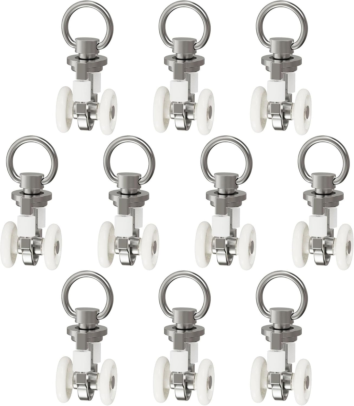 10Pcs 0.41" Dia Curtain Track Rollers Alloy Twin Wheeled Carriers Drapery Rail for Windows Shower Curtain Tracks