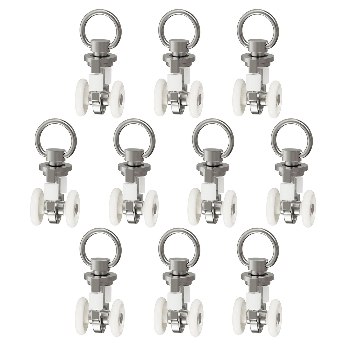 10Pcs 0.41" Dia Curtain Track Rollers Alloy Twin Wheeled Carriers Drapery Rail for Windows Shower Curtain Tracks