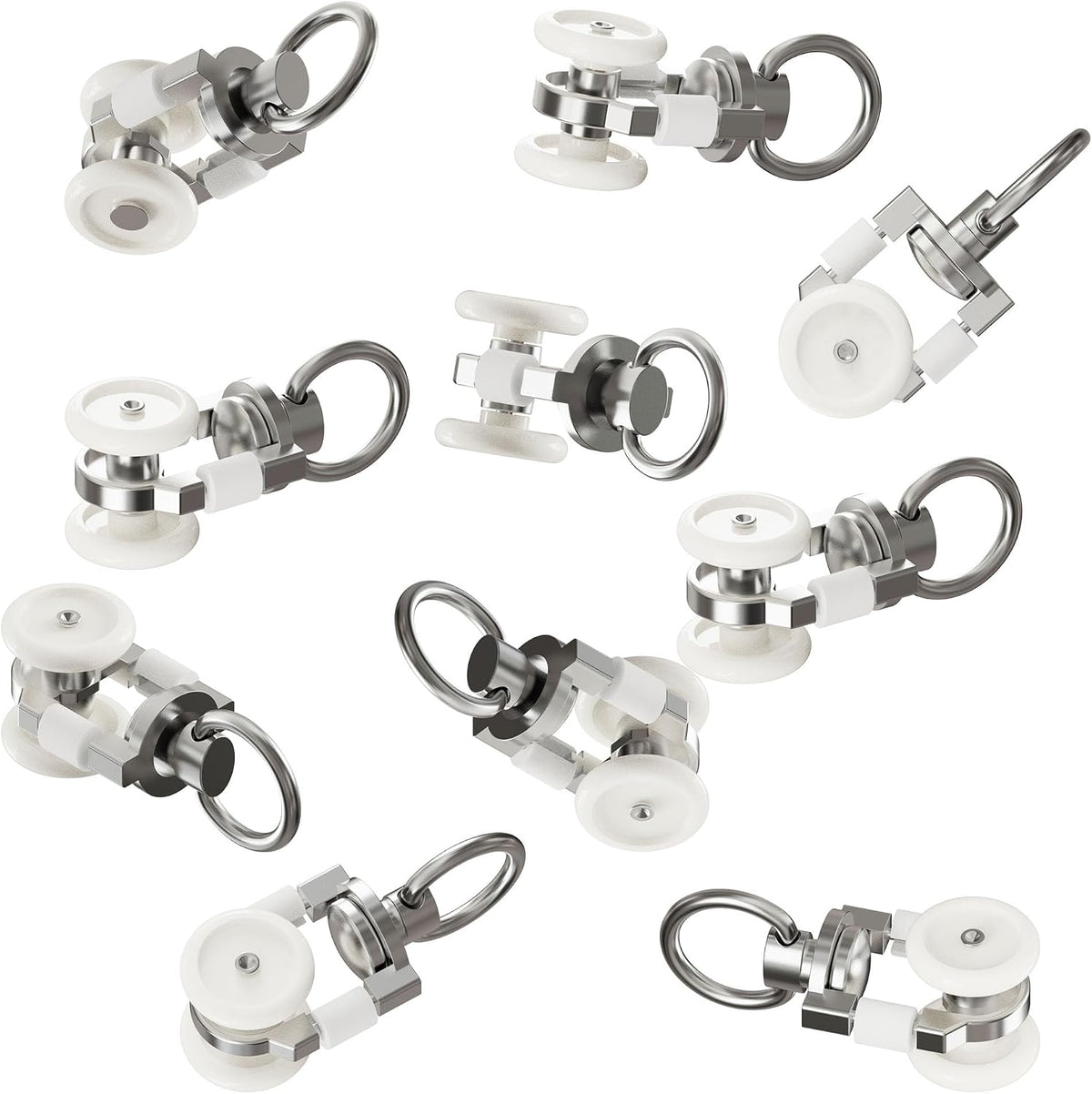 10Pcs 0.41" Dia Curtain Track Rollers Alloy Twin Wheeled Carriers Drapery Rail for Windows Shower Curtain Tracks