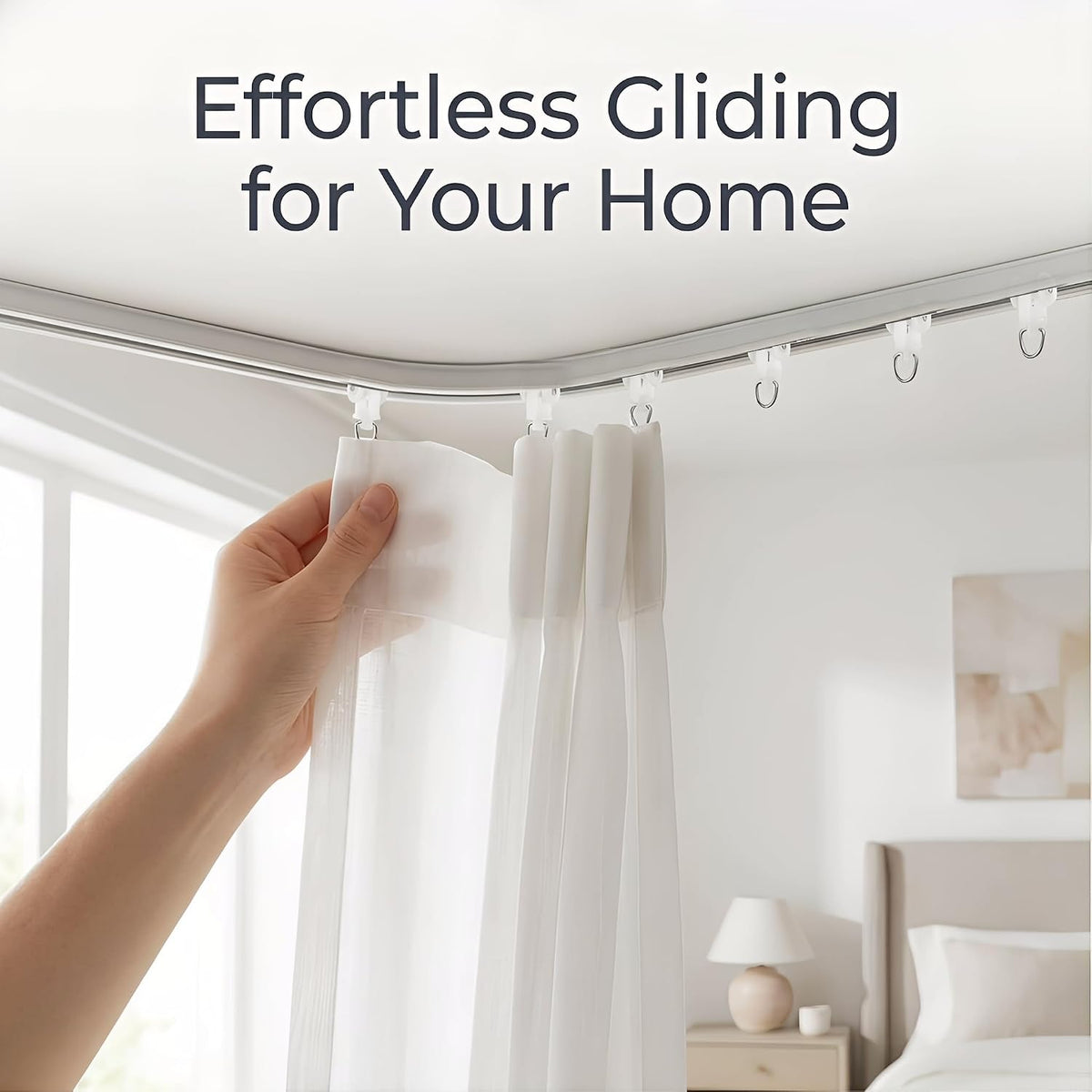 100 Pcs Curtain Track Gliders Silent Rollers Ceiling Mount Shower Hooks