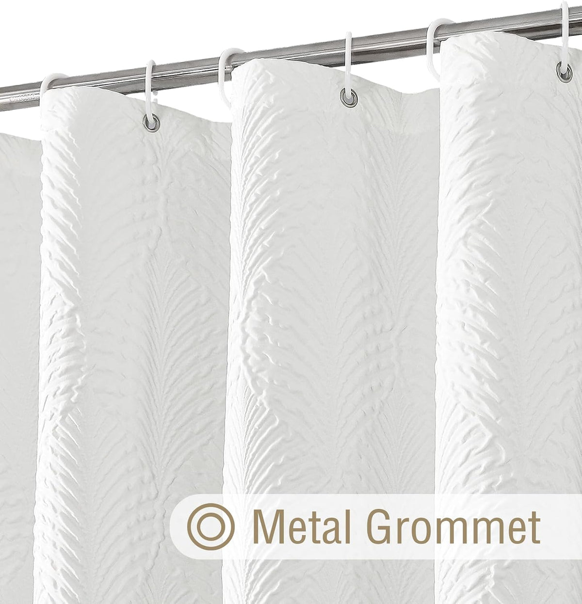 Gibelle White Shower Curtain for Bathroom, Farmhouse Bath Curtain 72x72