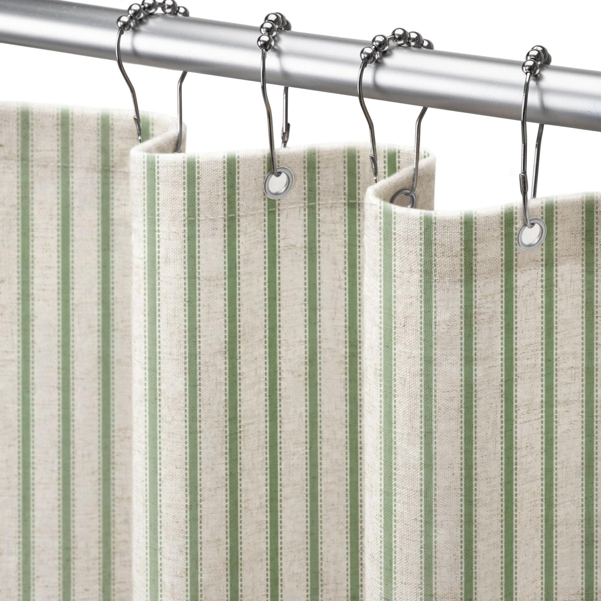 Farmhouse Striped Shower Curtain Grey Vintage Linen Curtain 72"W X 72"L