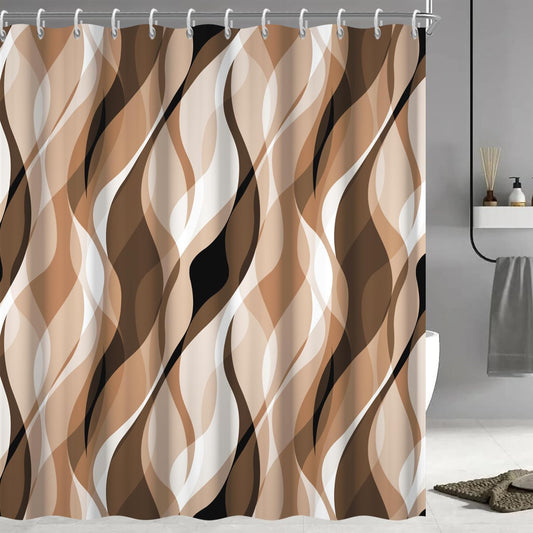 Brown Shower Curtain, Grey and Brown Striped Bathroom Decor 72x72