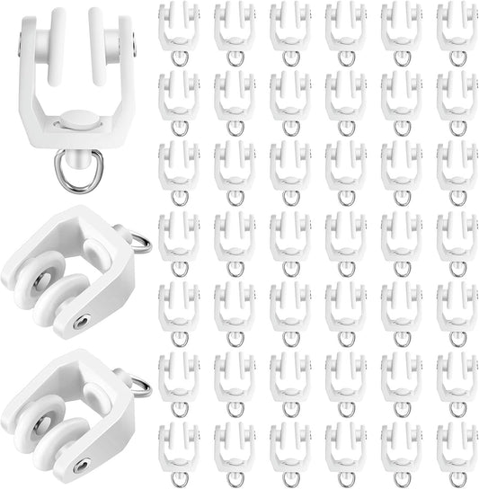Jetec 50 Pcs Curtain Track Rollers Bulk, Flexible Bendable, White