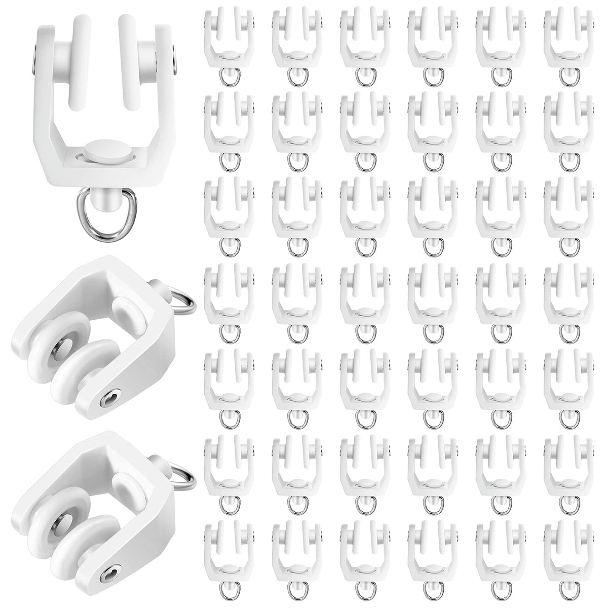 Jetec 50 Pcs Curtain Track Rollers Bulk, Flexible Bendable, White