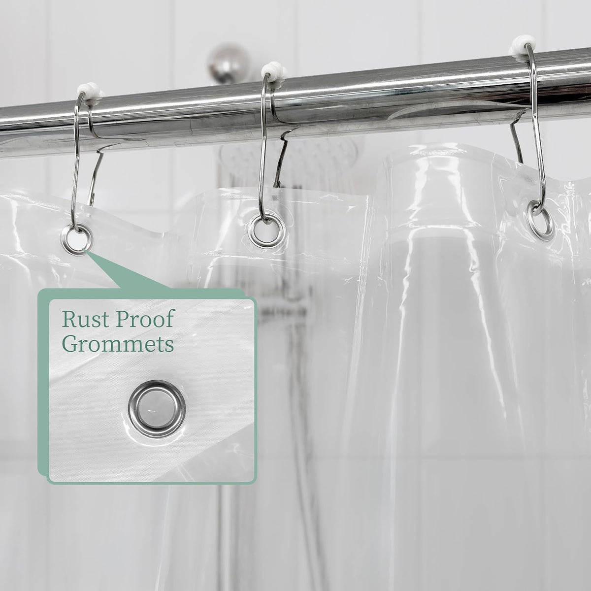 Mrs Awesome Clear Shower Curtain Liner with 3 Magnets, 72x72