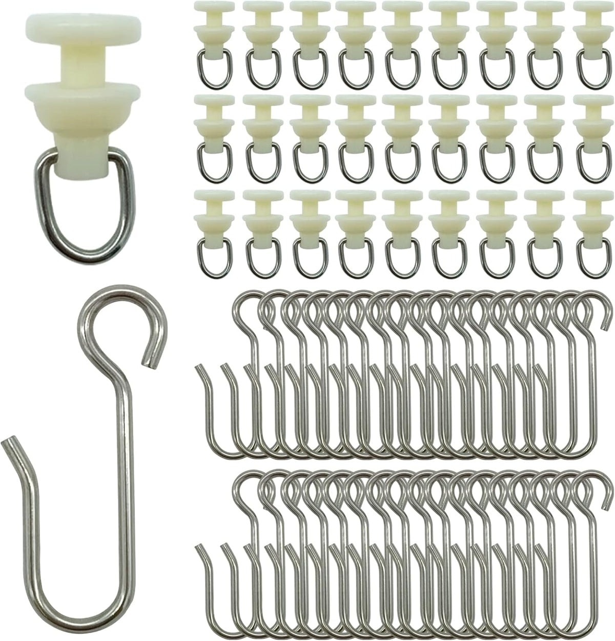 100 Pieces Curtain Slider Track Hooks and Gliders for Shower