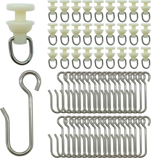 100 Pieces Curtain Slider Track Hooks and Gliders for Shower