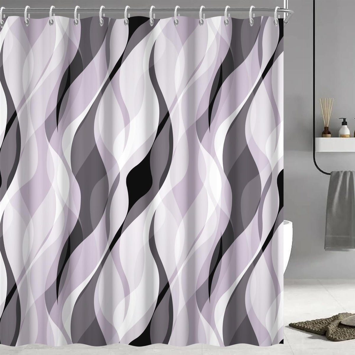 Brown Shower Curtain, Grey and Brown Striped Bathroom Decor 72x72