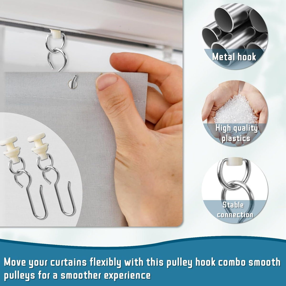 180PCS Curtain Track Hooks, Rv Shower Curtain Clips