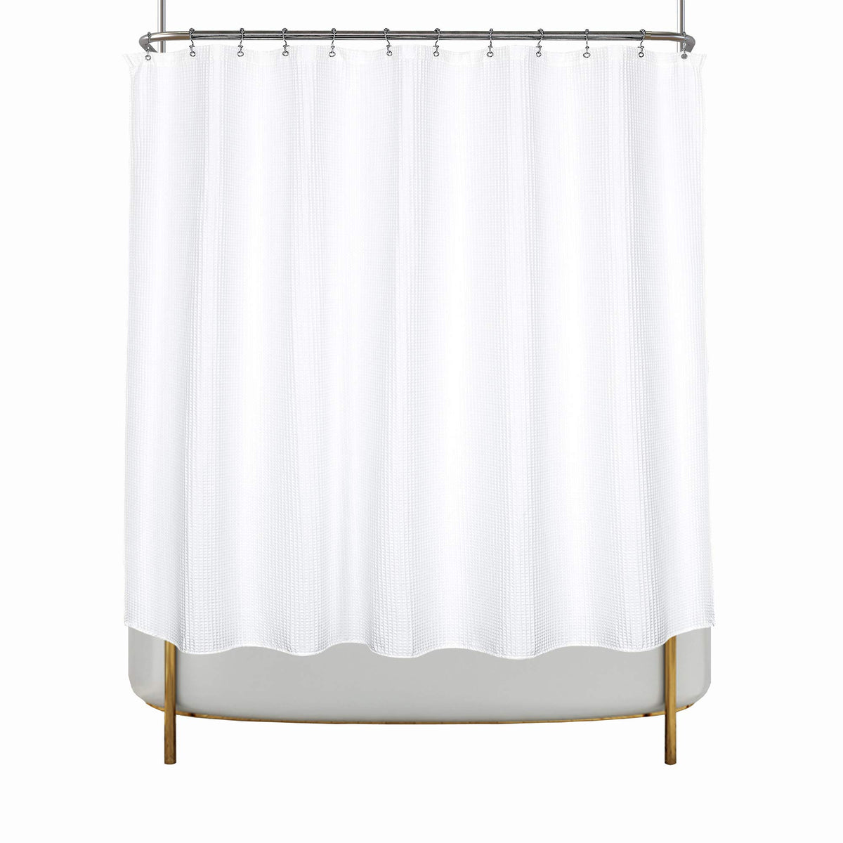 Barossa Design Waffle Weave Extra-Long Shower Curtain White, 72x80