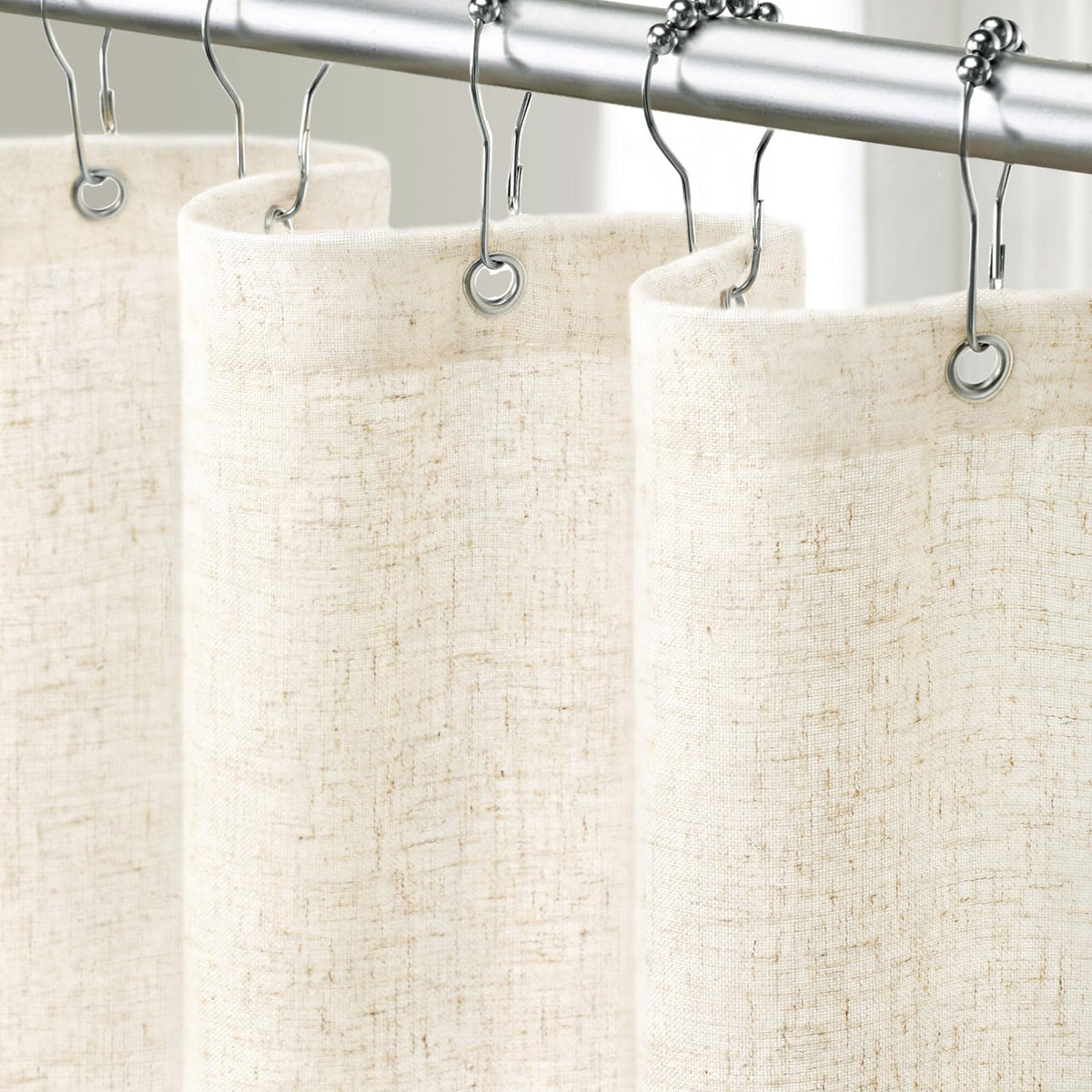 Linen Shower Curtain Beige Boho Cream Natural Cloth 72" W x 72" L