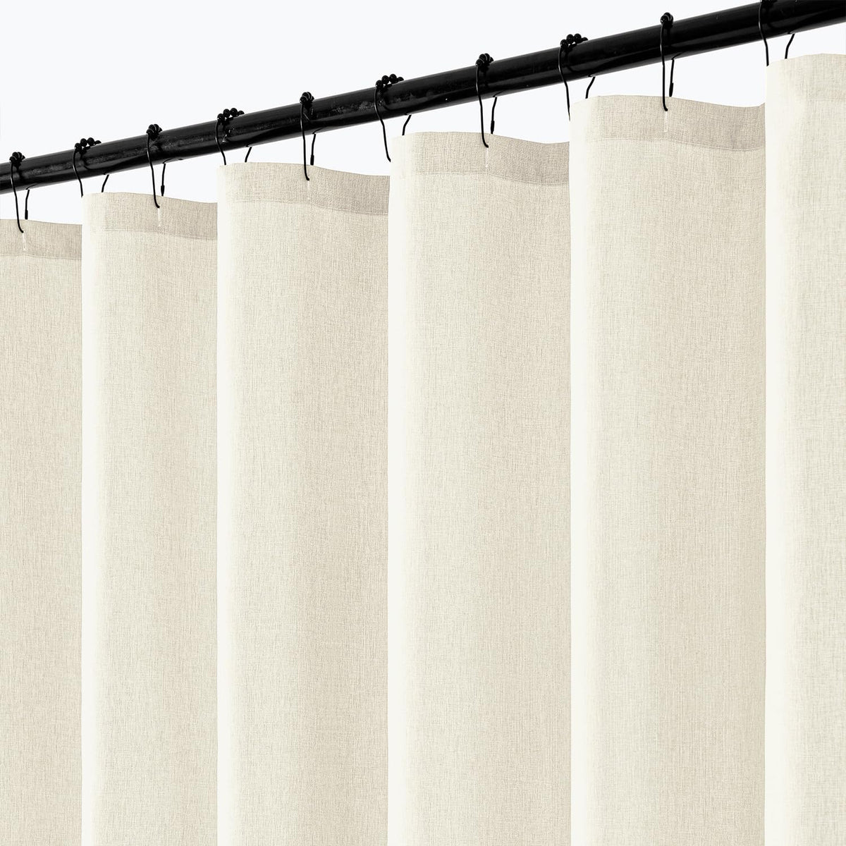 ANRODUO Cream Beige Linen Textured Fabric Shower Curtain Set - W72xL72