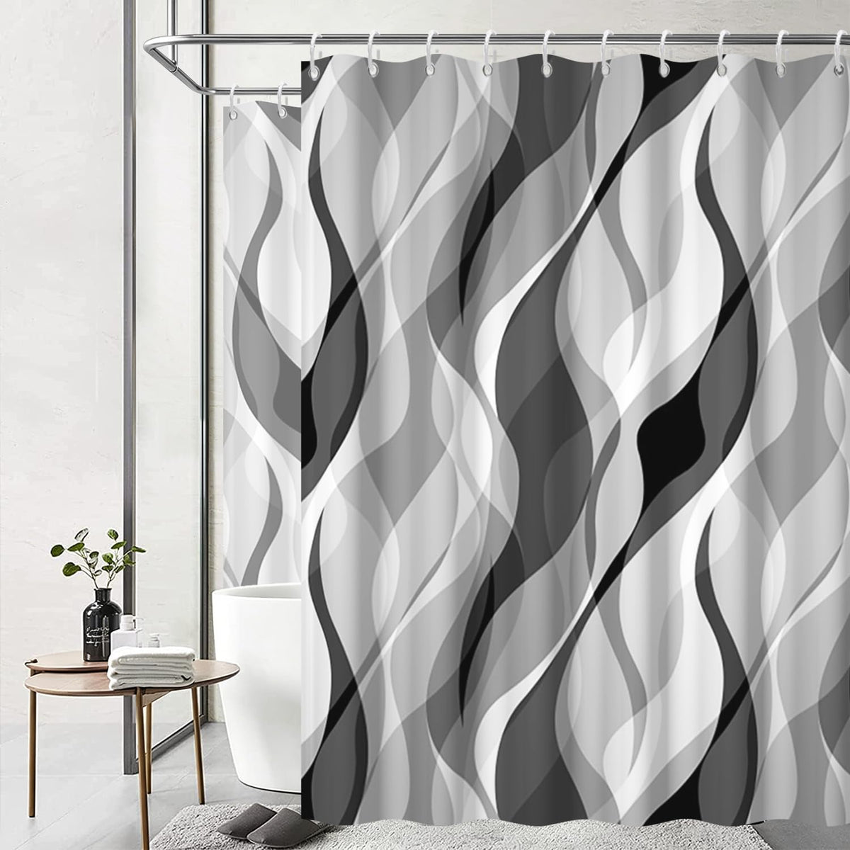 Brown Shower Curtain, Grey and Brown Striped Bathroom Decor 72x72