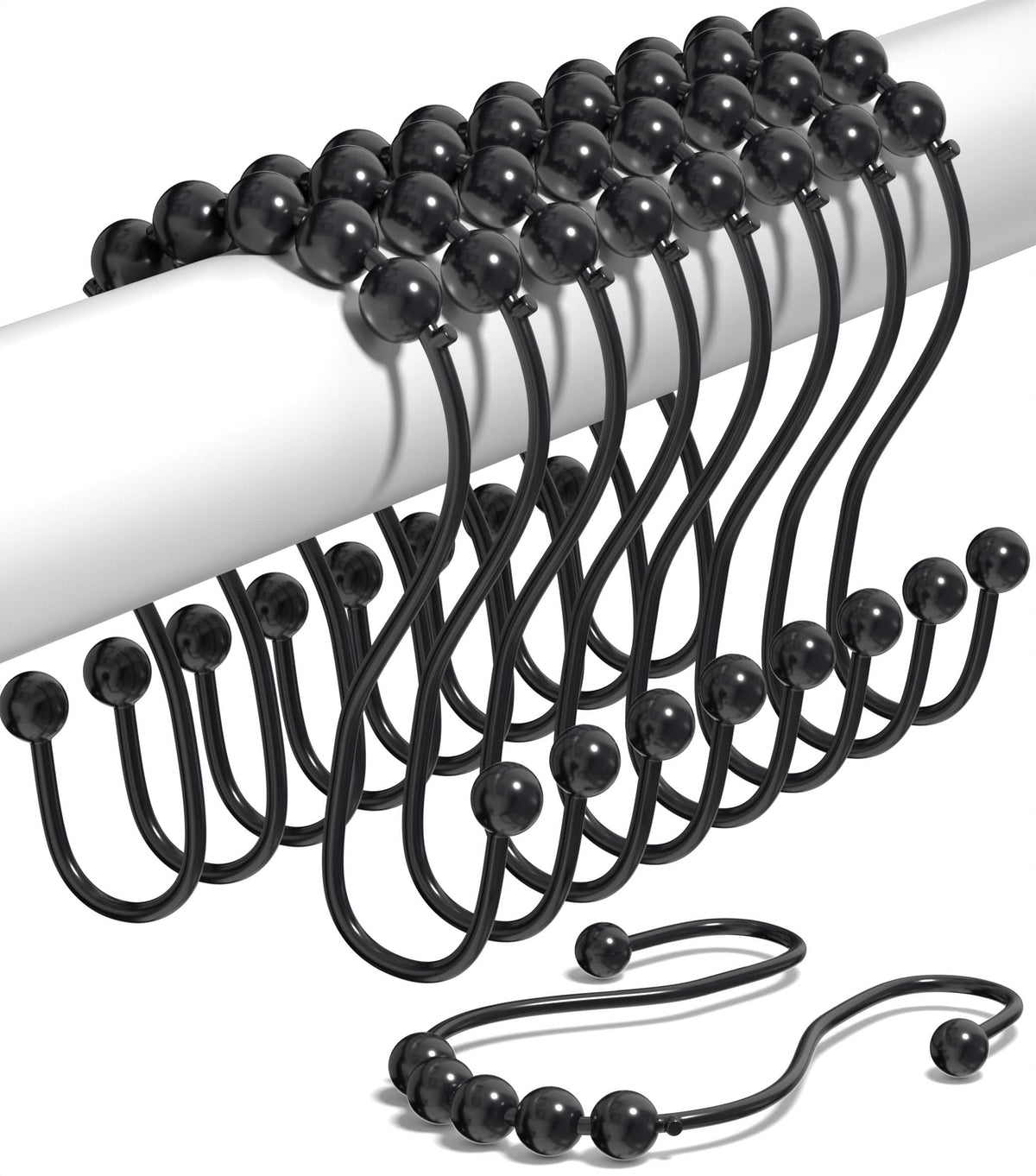 Rust Proof Shower Curtain Hooks, Stainless Steel Curtain Rings, Pack of 12