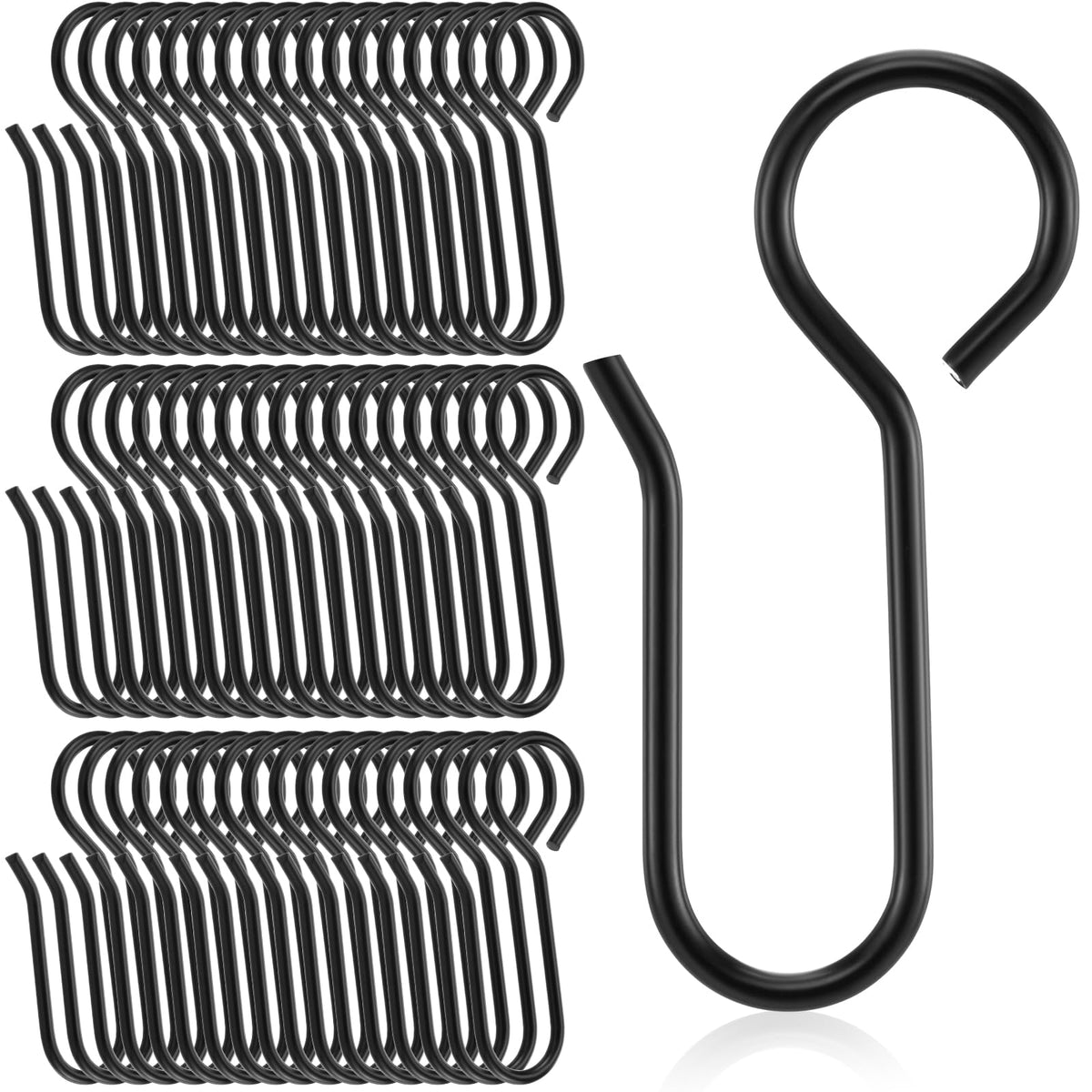 Jetec 60 Pcs Metal Curtain Track Hooks S Shaped for Drape, Silver