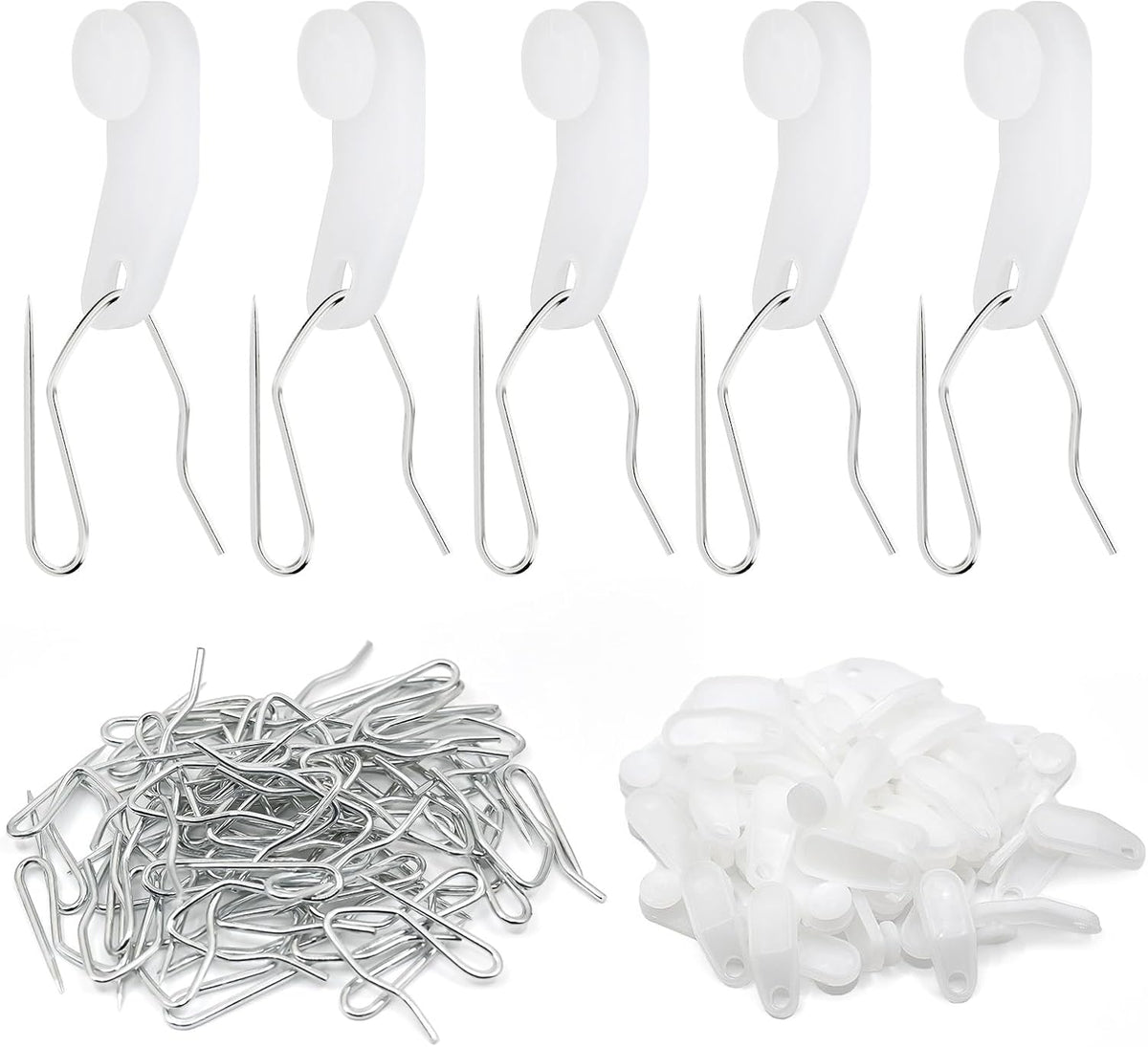 50Pcs Plastic 32mm Traverse Rod Slides-Metal Curtain Hooks Curtain Roller Curtain Track Gliders Rail Track Runners Slider for Window and Shower Curtain Accessories-White