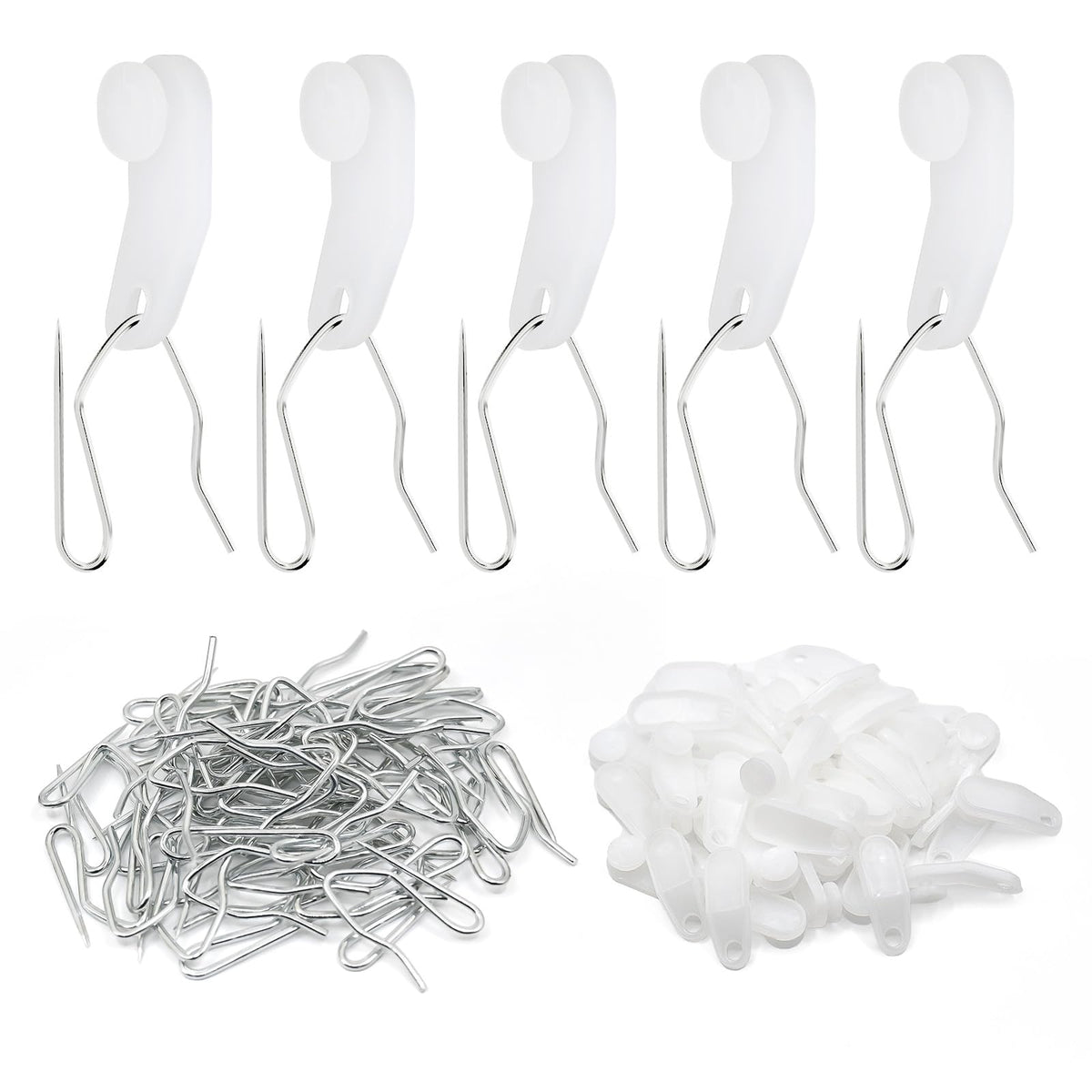 50Pcs Plastic 32mm Traverse Rod Slides-Metal Curtain Hooks Curtain Roller Curtain Track Gliders Rail Track Runners Slider for Window and Shower Curtain Accessories-White