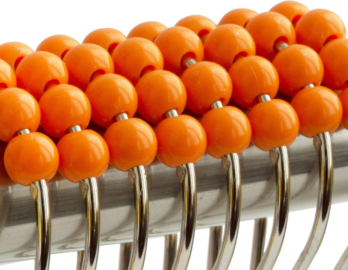 Orange Shower Curtain Hooks Stainless Steel Acrylic Balls (12pcs)