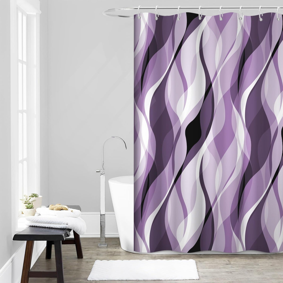 Brown Shower Curtain, Grey and Brown Striped Bathroom Decor 72x72