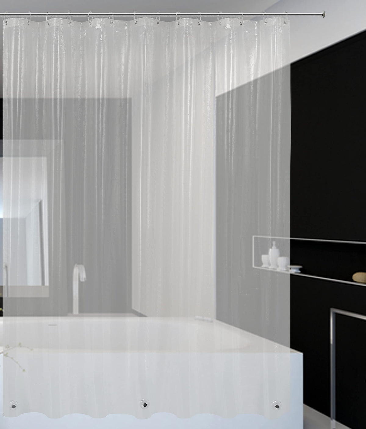 Mrs Awesome Clear Shower Curtain Liner with 3 Magnets, 72x72