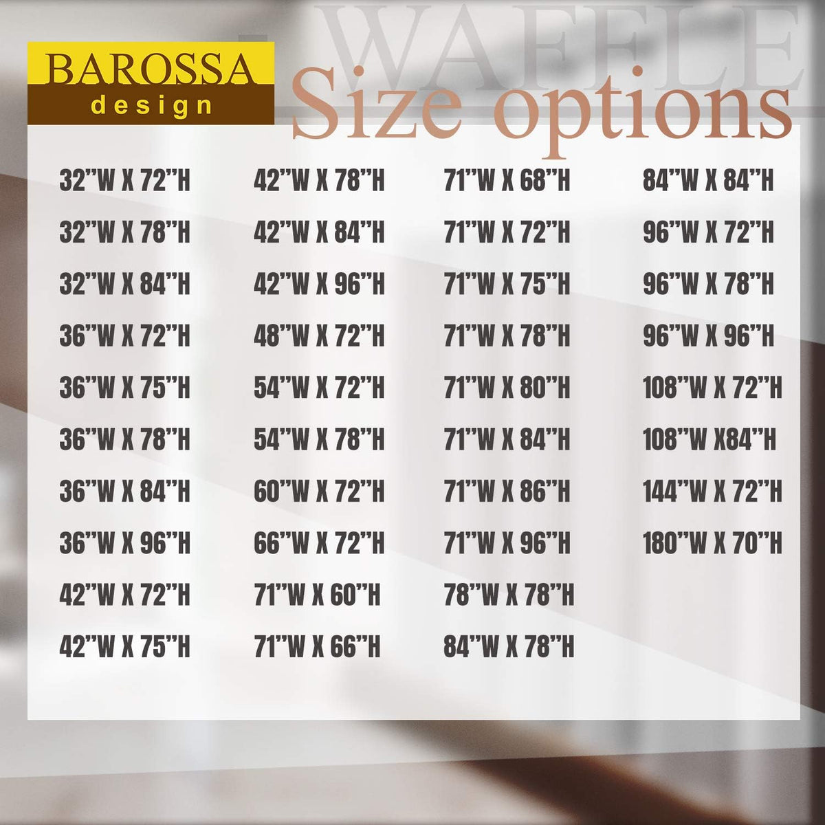 Barossa Design Waffle Weave Short Shower Curtain Fabric 66" Length, White