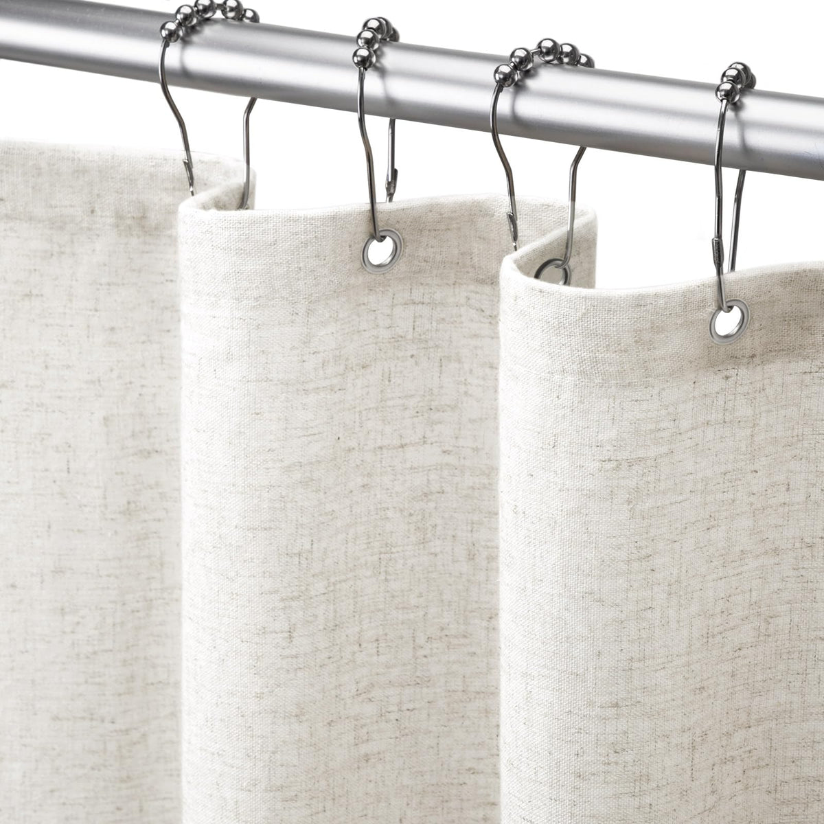 Linen Shower Curtain Beige Boho Cream Natural Cloth 72" W x 72" L