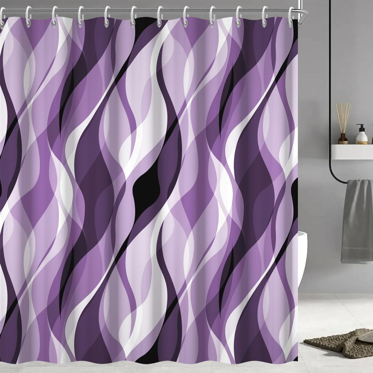 Brown Shower Curtain, Grey and Brown Striped Bathroom Decor 72x72