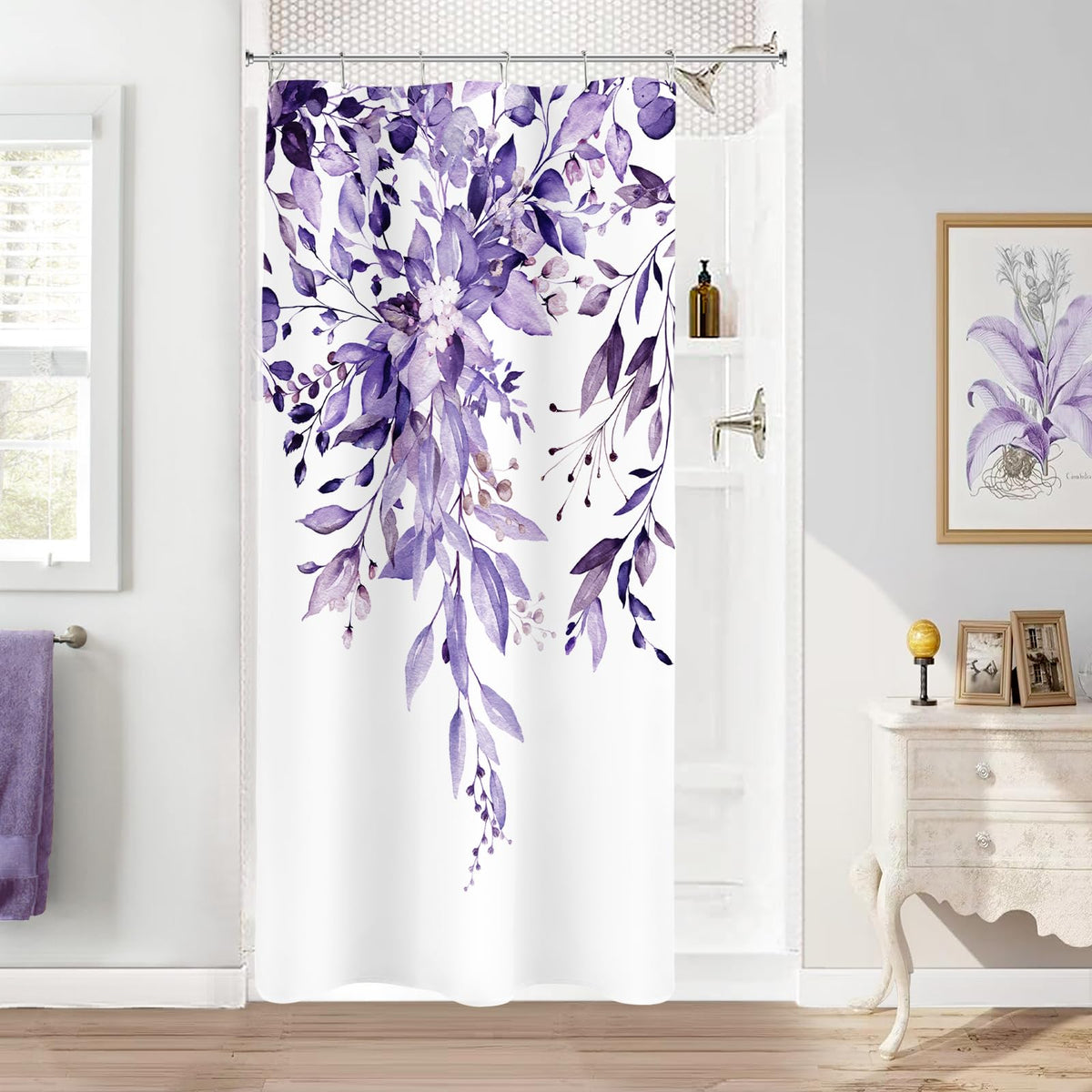 Sage Green Eucalyptus Fabric Shower Curtain for Bathroom, 72x72