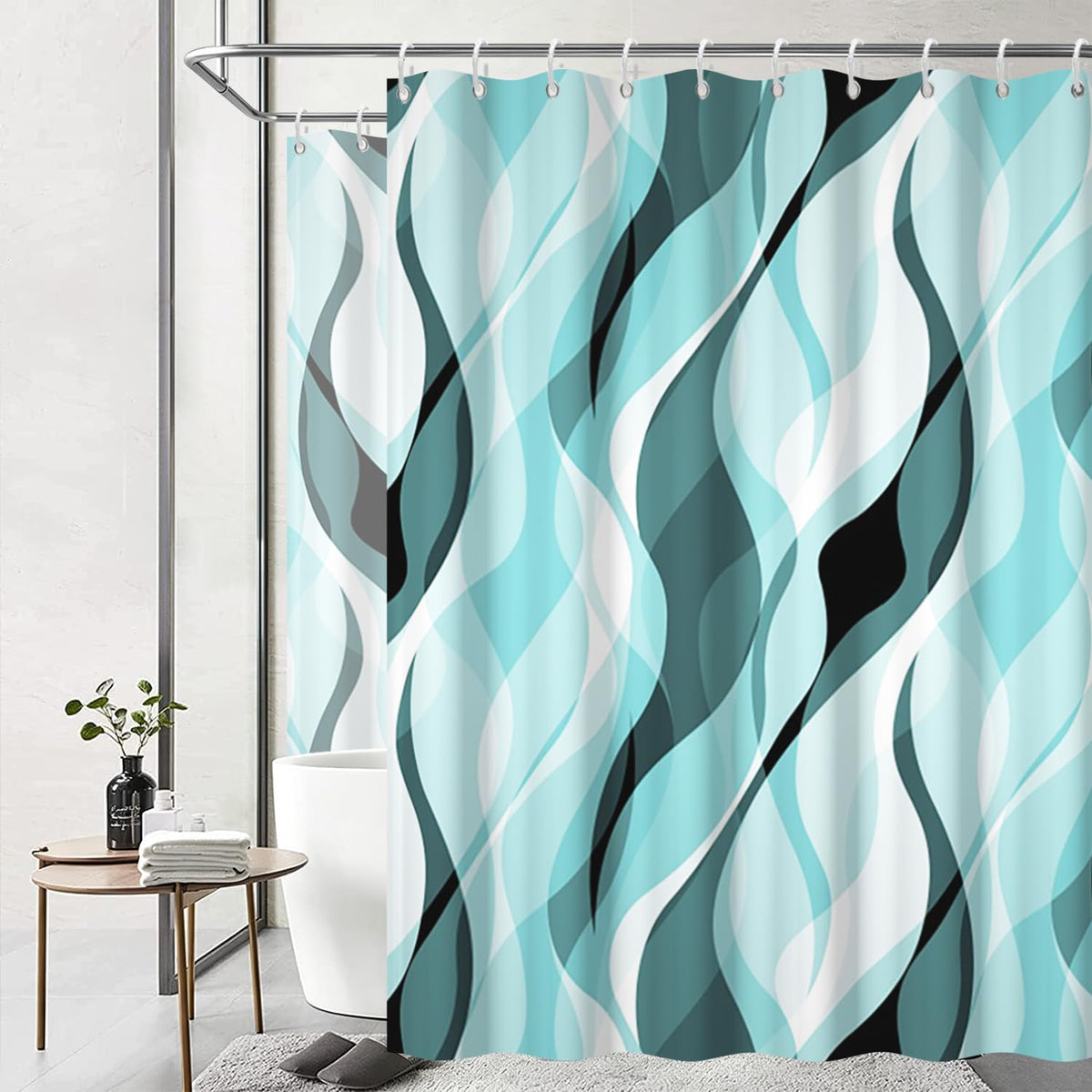 Brown Shower Curtain, Grey and Brown Striped Bathroom Decor 72x72