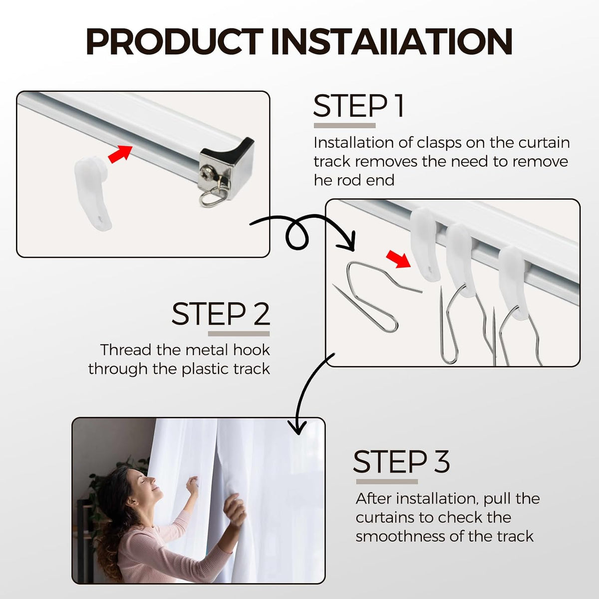50Pcs Plastic 32mm Traverse Rod Slides-Metal Curtain Hooks Curtain Roller Curtain Track Gliders Rail Track Runners Slider for Window and Shower Curtain Accessories-White