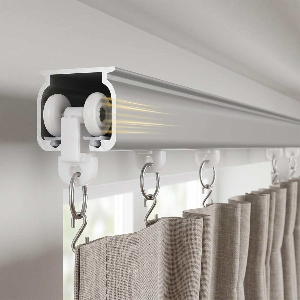 10 Pcs Ceiling Curtain Track Rollers Mute Glider Hooks for Sliding Rail