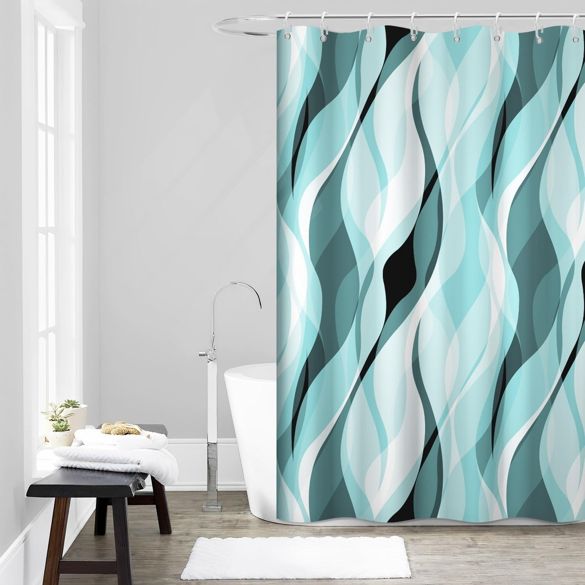 Brown Shower Curtain, Grey and Brown Striped Bathroom Decor 72x72