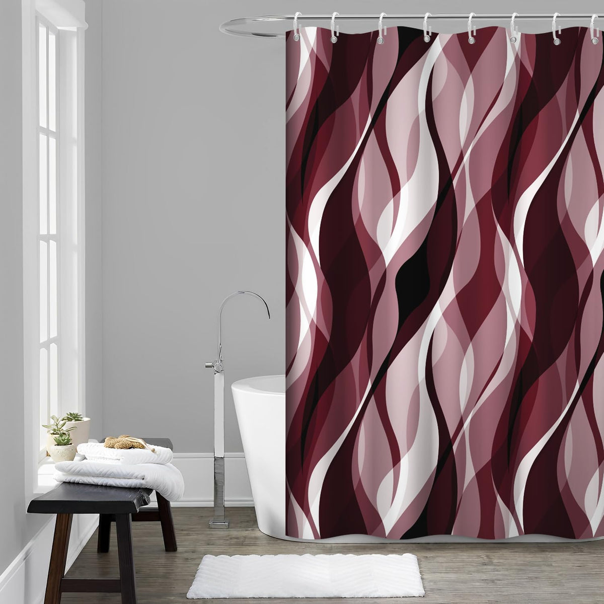 Brown Shower Curtain, Grey and Brown Striped Bathroom Decor 72x72
