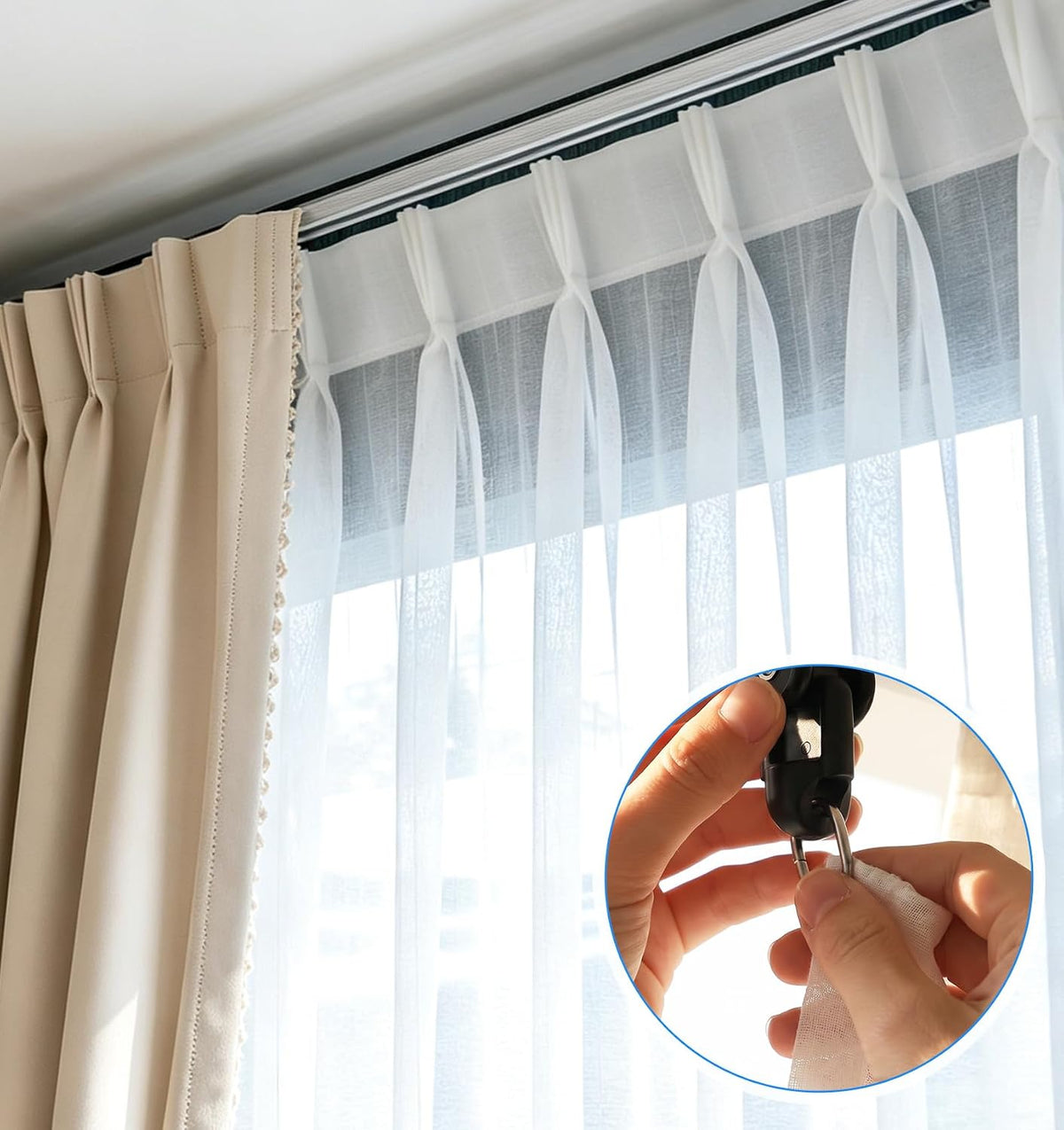 20 Pcs Curtain Track Rollers, Curtain Track Gliders, Black