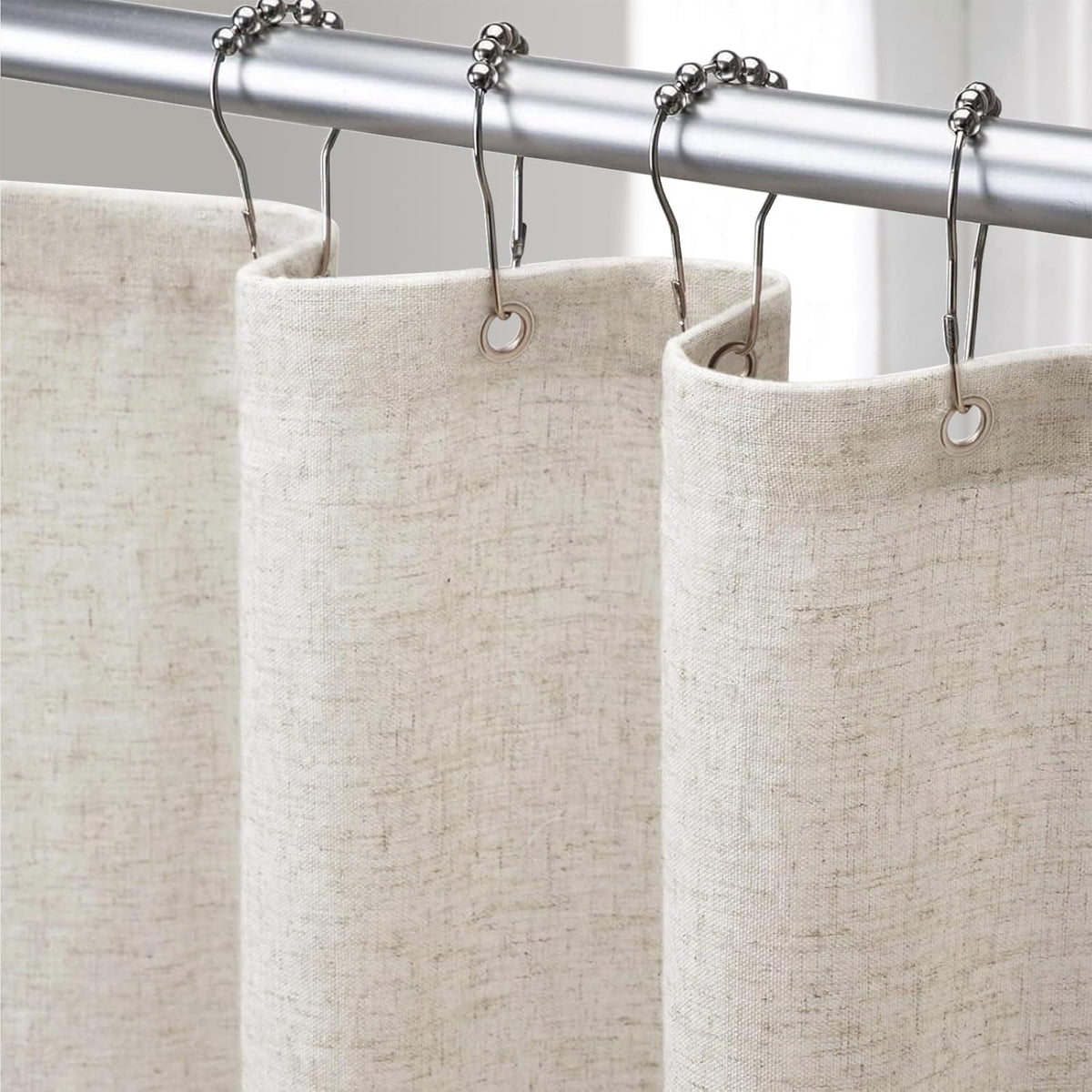 Linen Shower Curtain Beige Boho Cream Natural Cloth 72" W x 72" L