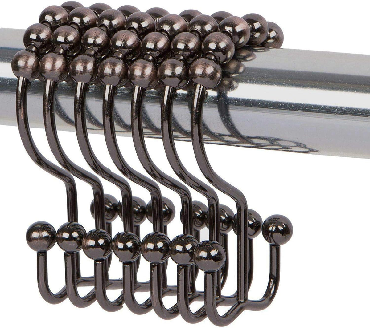 Double Glide Roller Shower Curtain Hooks, Oil Rubbed Bronze,12PCS