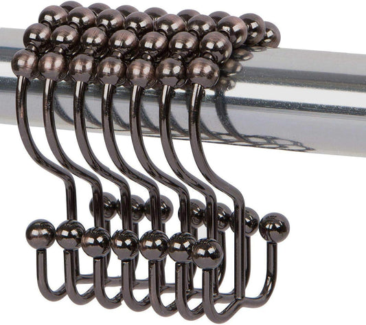 Double Glide Roller Shower Curtain Hooks, Oil Rubbed Bronze,12PCS