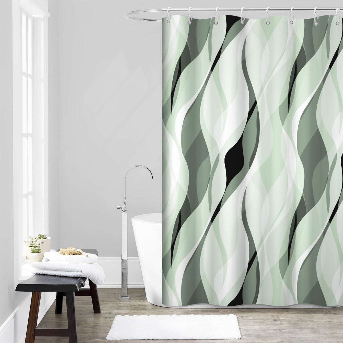 Brown Shower Curtain, Grey and Brown Striped Bathroom Decor 72x72
